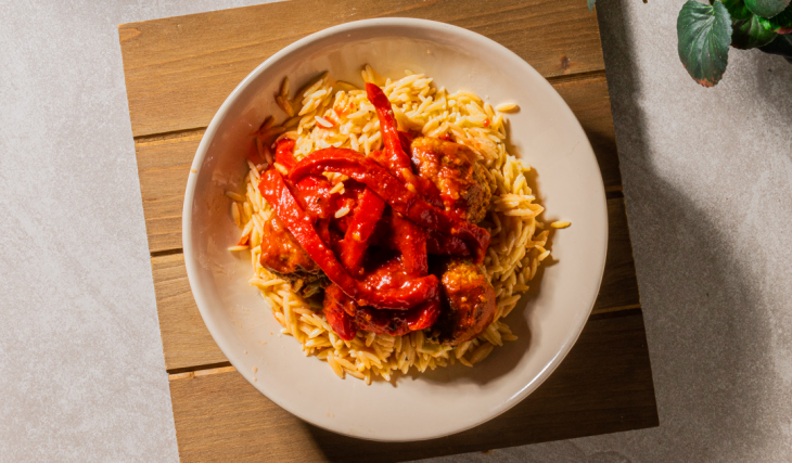 Meatballs with Peppers and Orzo