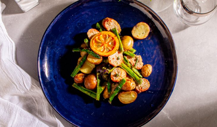 Sausage and Lemon & Rosemary Roast Potatoes