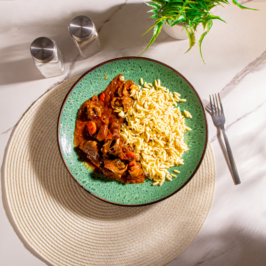 Slow Cooked Beef Stew with Orzo