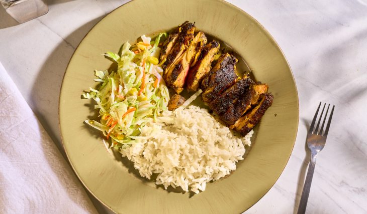 Jerk Chicken Over Coleslaw