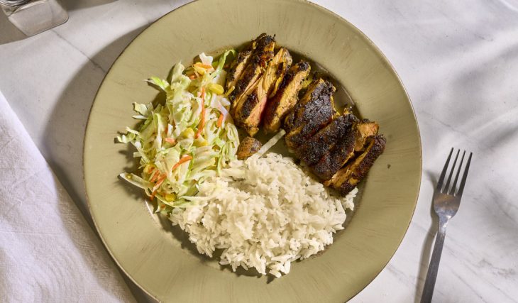 Jerk Chicken Over Coleslaw