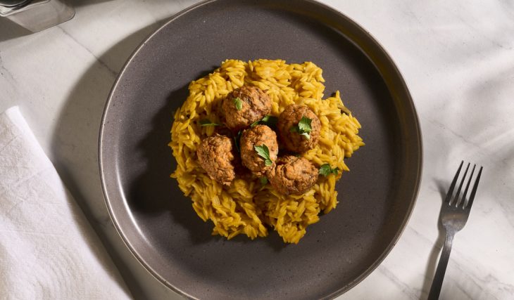 Pumpkin Orzo with Turkey Meatballs